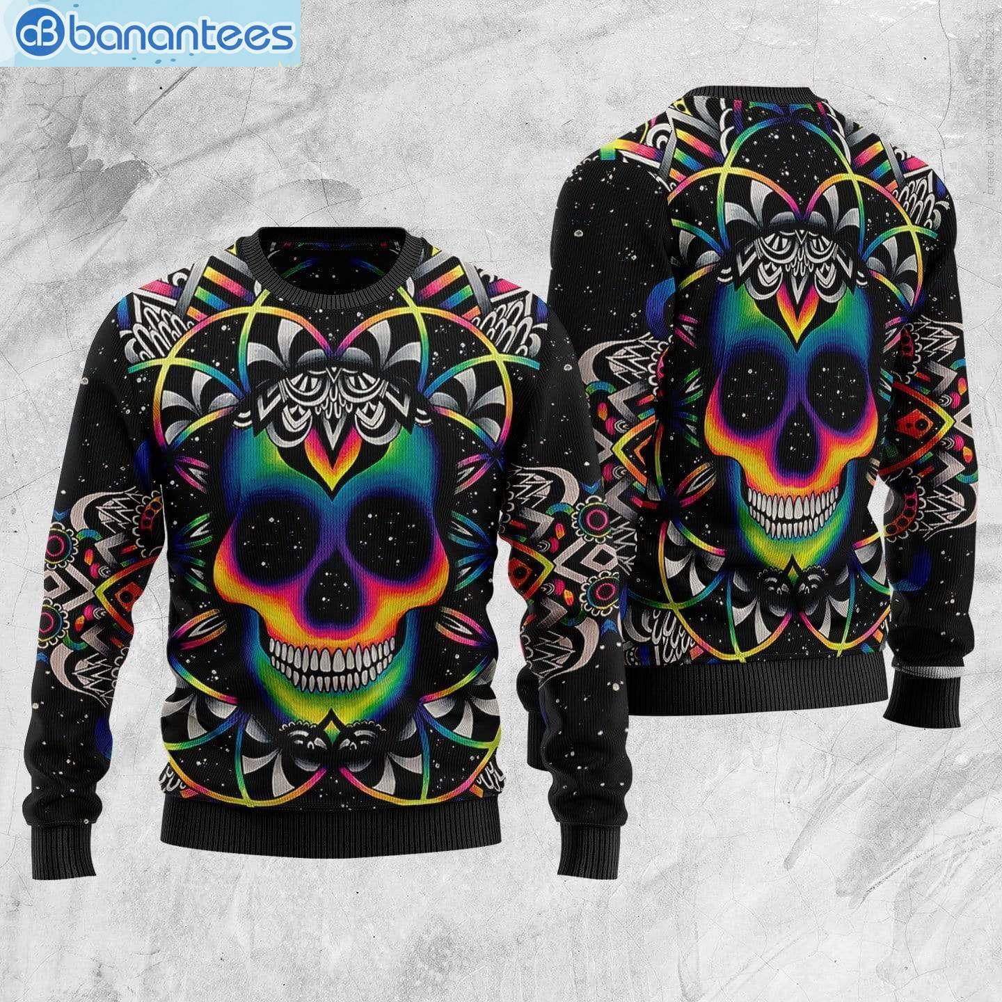 Halloween Giift Colorful Holographic Skull Sweater Product Photo 1