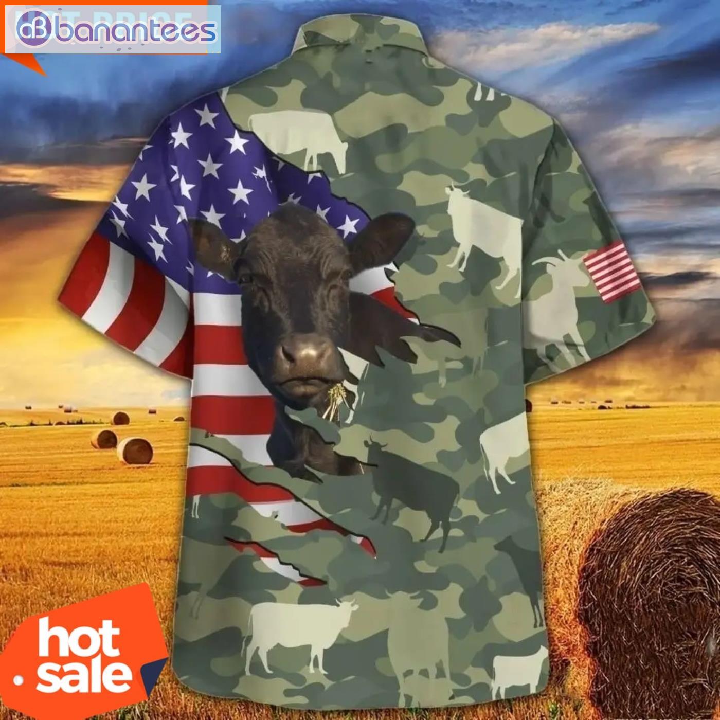 Cow American Flag Camo Pattern Hawaiian Shirt Cheap Hawaiian Shirts Product Photo 3