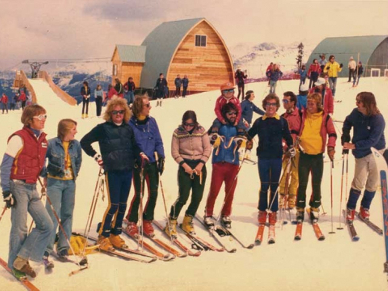 Vintage photo of skiers