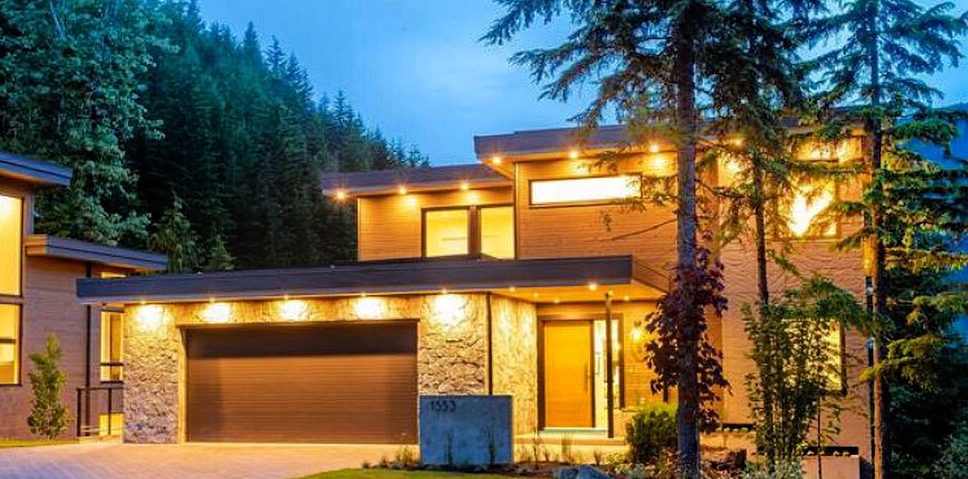 Whistler home with lights on