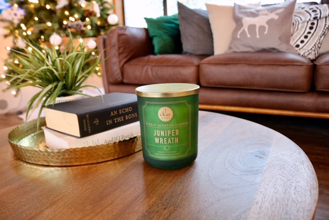 Emerald green and gold candle