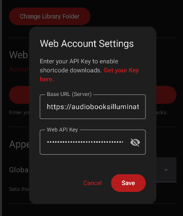 Input API Key Screenshot