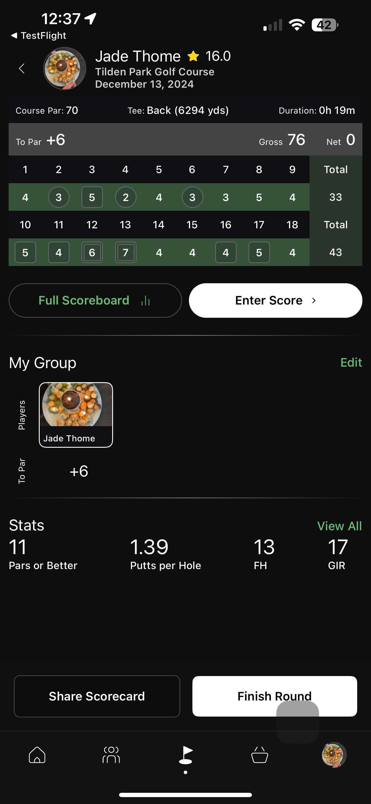 Golfer photo from a round at Metropolitan Golf Links in Oakland, California