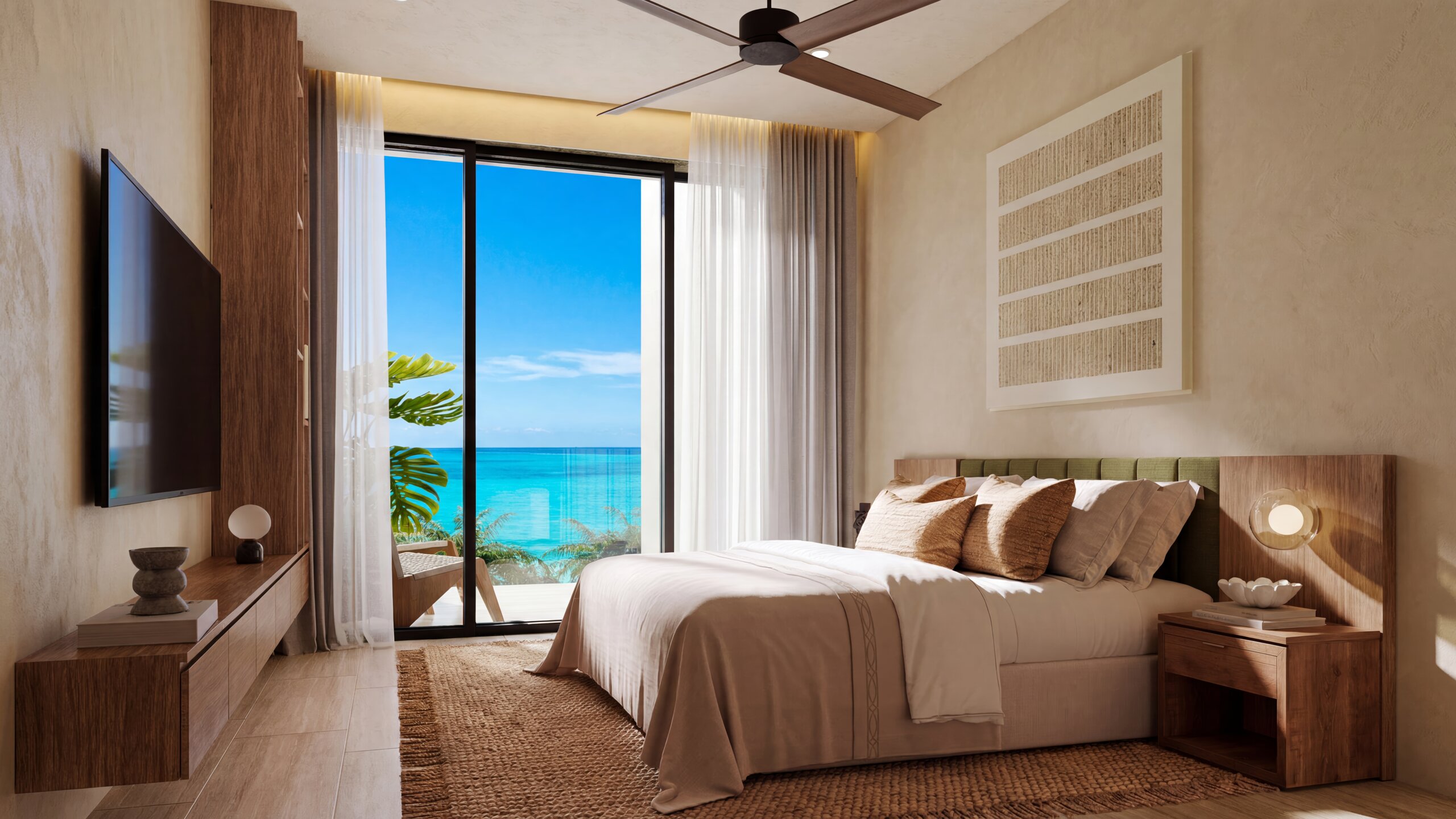 Bedroom with ocean view — Arrecife Sisal
