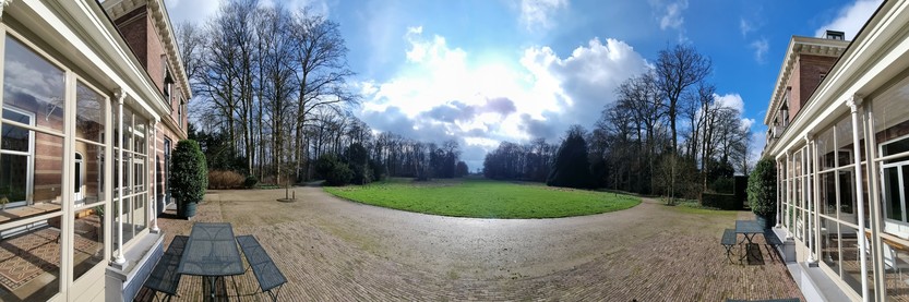Panoramic view from a mansion in a park near Utrecht