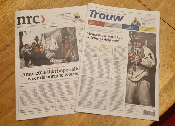 Photo of the two front pages with those headlines