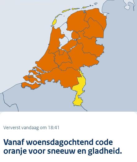 Map of the Netherlands showing almost all provinces in orange.