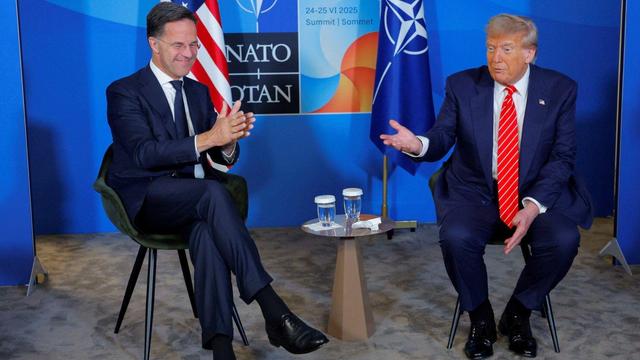 Rutte grinning and clapping for Trump at the NATO summit.