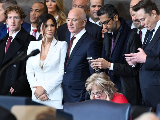 Google CEO Pichai at Trump's inauguration with Zuck, Bezos, and Musk