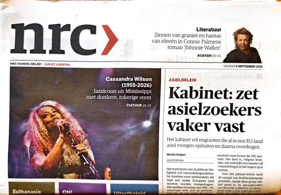 Frontpage of NRC with headline: cabinet wants more detainment of asylum seekers