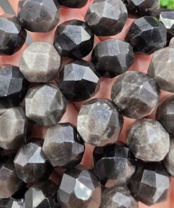 Silver Sheen Faceted Obsidian Bracelet ~10mm | Mexico | SiO2 | Polished Obsidian