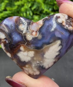 Blue Flower Agate Heart | Brazil | SiO2 | Polished Flower Agate
