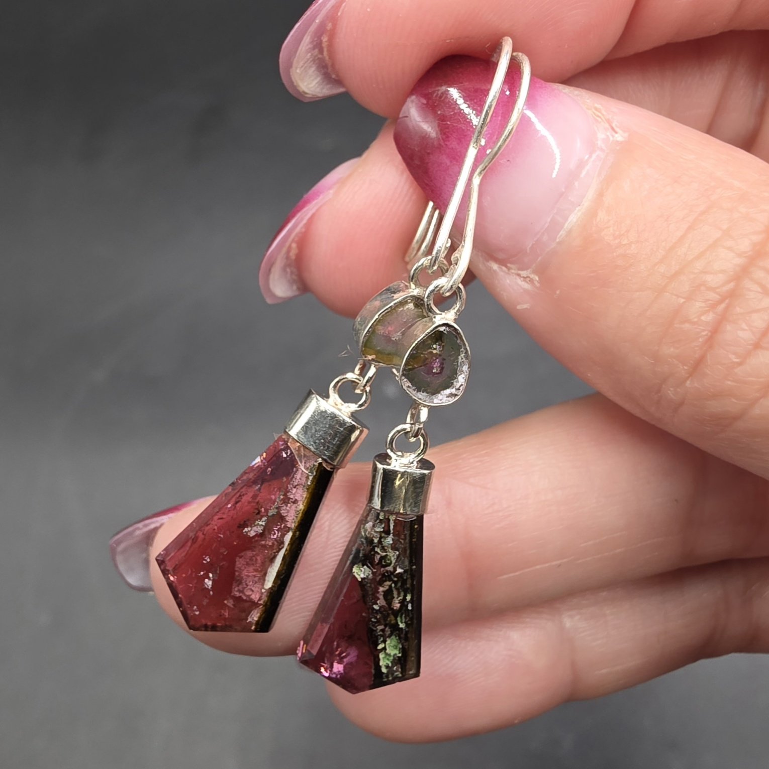 Tourmaline Earrings | Afghanistan | WX3B3A13 (AlSi20 9)3- (0,0H,F)4 | Polished Tourmaline