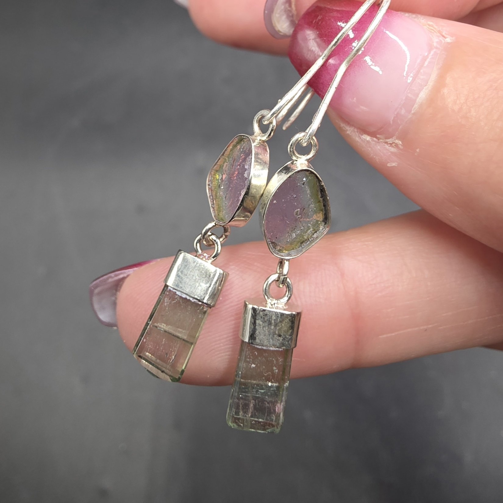 Tourmaline Earrings | Afghanistan | WX3B3A13 (AlSi20 9)3- (0,0H,F)4 | Polished Tourmaline - Image 2