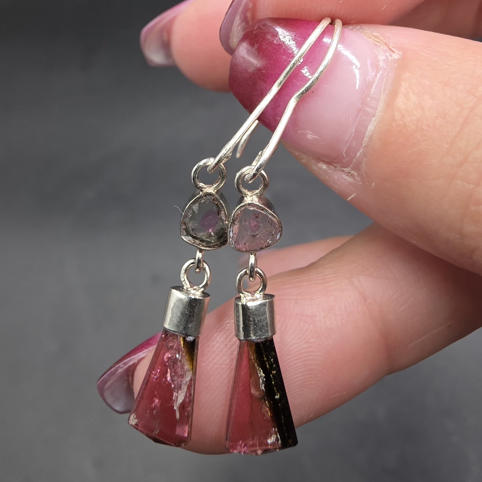 Tourmaline Earrings | Afghanistan | WX3B3A13 (AlSi20 9)3- (0,0H,F)4 | Polished Tourmaline - Image 3