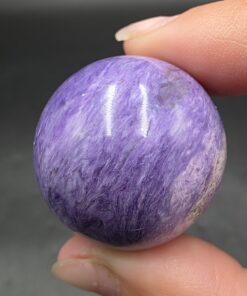 Alternative view of Charoite Mini Sphere ~25mm | Tokko River Confluence, Russia | K5Ca8(Si6O15)2(Si2O7)Si4O9(OH) | Polished Charoite