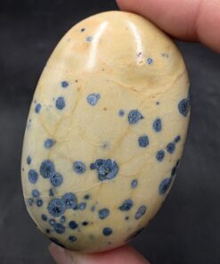 Alternative view of Dot Azurite Palmstone | India | C2H2Cu3O8 | Polished Azurite in Kaolinite