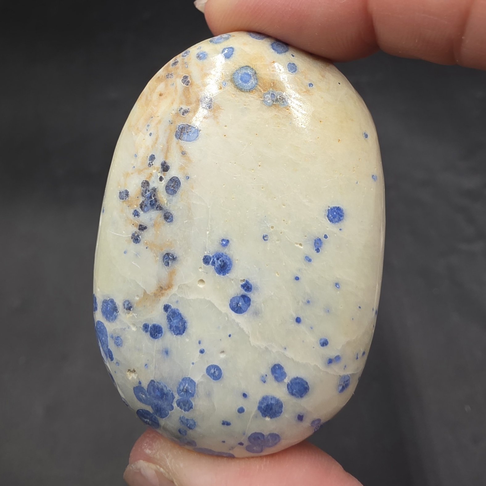Dot Azurite Palmstone | India | C2H2Cu3O8 | Polished Azurite in Kaolinite - Image 3