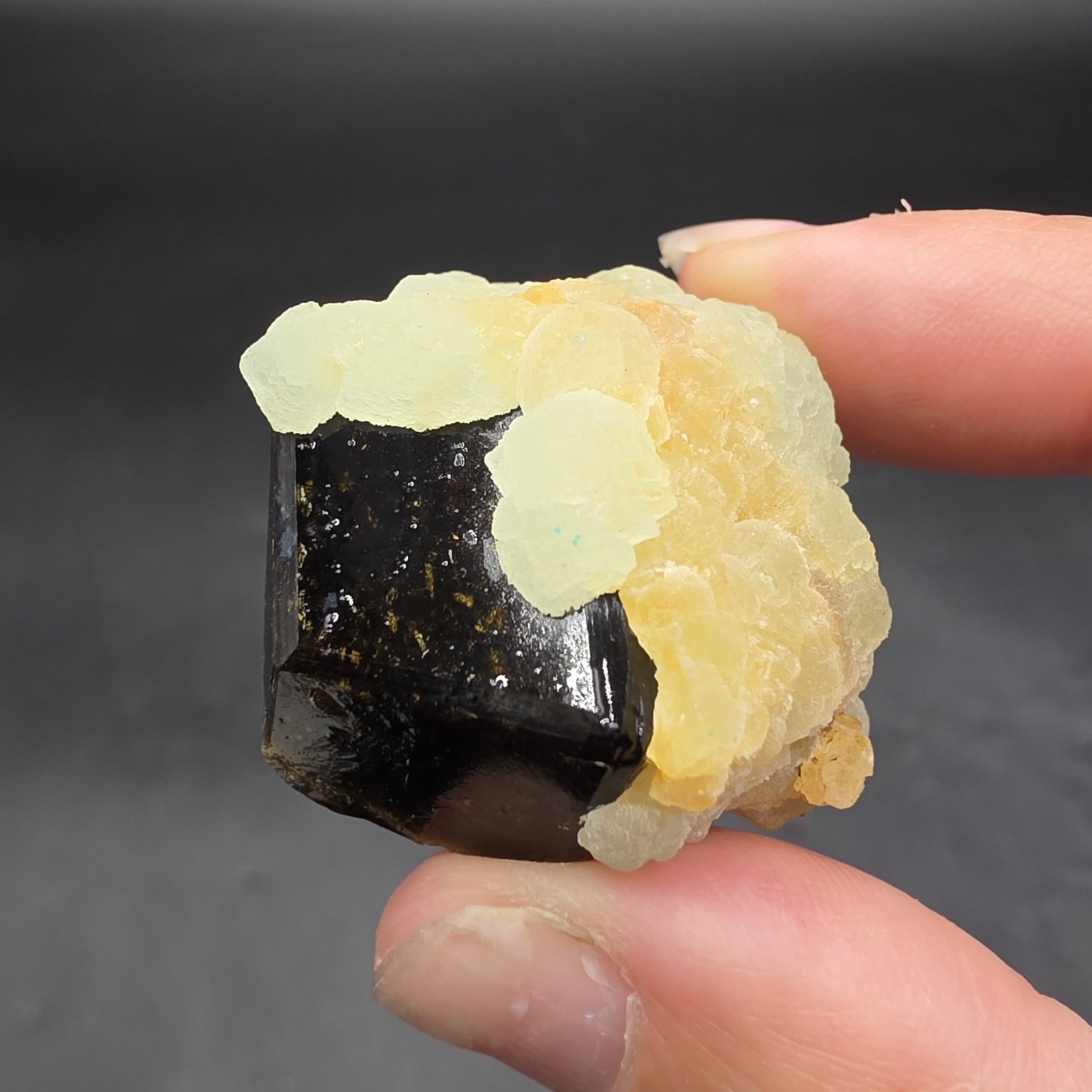 Prehnite with Epidote & Garnet | Mali | Ca2(Al2,Fe)(SiO4)(Si2O7)O(OH) | Prehnite with Epidote Specimen - Image 2