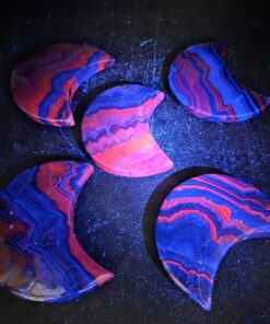 Black Rose Fluorite Moon | China | CaF2 | Red UV Reactive Polished Fluorite