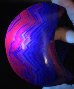 Alternative view of Black Rose Fluorite Moon | China | CaF2 | Red UV Reactive Polished Fluorite