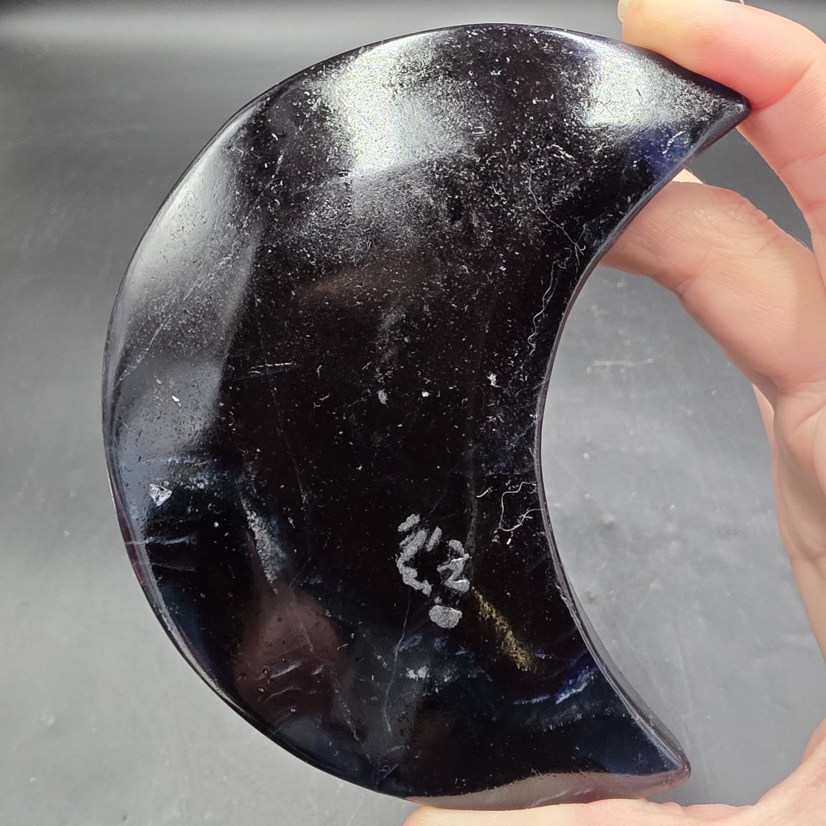 Black Rose Fluorite Moon | China | CaF2 | Red UV Reactive Polished Fluorite - Image 10