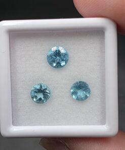 Alternative view of Blue Apatite Facets | Afghanistan | Ca5(PO4)3(OH,F,Cl) | Faceted Blue Apatite