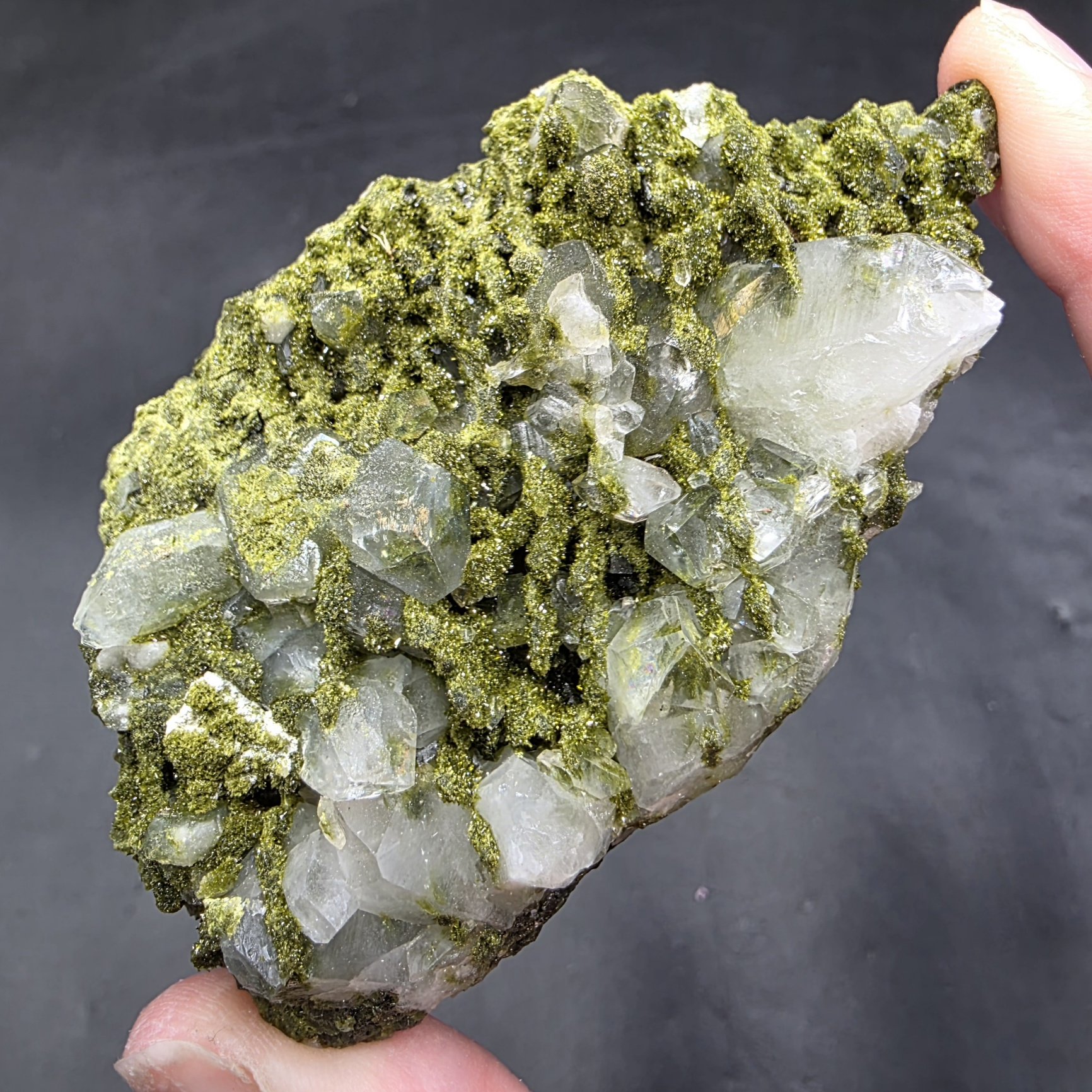 Epidote with Quartz | Turkey | Ca2(Fe,Al)Al2(SiO4)(Si2O7)O(OH) | Epidote Specimen - Image 3