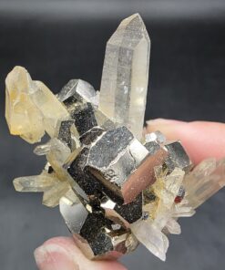 Iridescent Pyrite with Quartz | Indonesia | CaF2 | Iridescent Pyrite Specimen