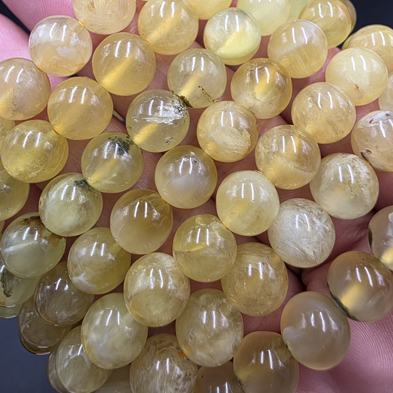 Yellow Fluorite Bracelet ~9mm Beads | China | CaF2 | Polished Yellow Fluorite