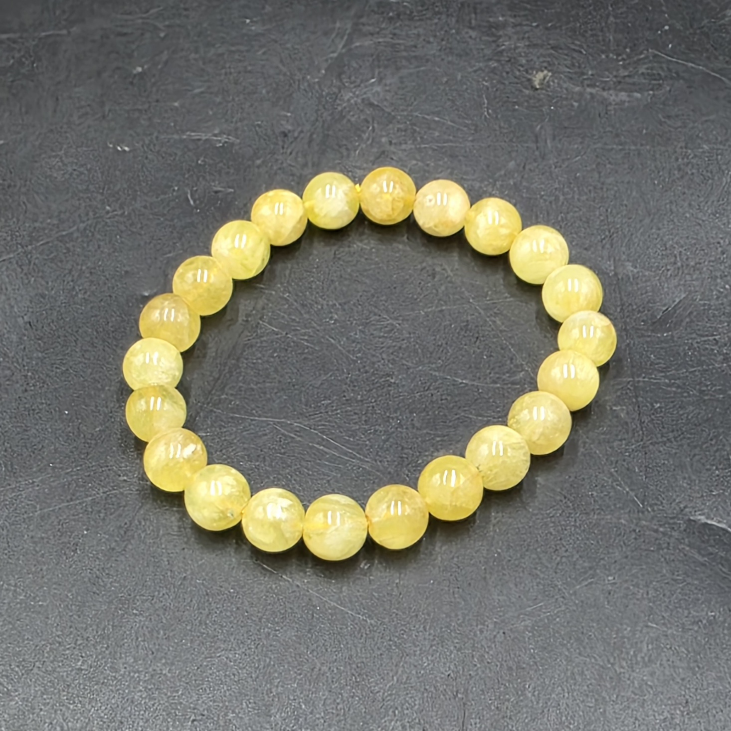 Yellow Fluorite Bracelet ~9mm Beads | China | CaF2 | Polished Yellow Fluorite - Image 4