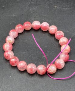 Gem Rhodonite Bracelet ~10mm | Madagascar | (Mn, Fe, Mg, Ca)SiO3 | Polished Rhodonite Beads - Image 3