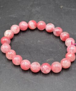 Alternative view of Gem Rhodonite Bracelet ~10mm | Madagascar | (Mn, Fe, Mg, Ca)SiO3 | Polished Rhodonite Beads