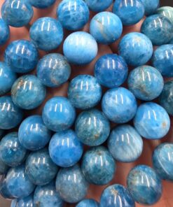 Blue Apatite Bracelet ~10mm Beads | Madagascar | Ca5(PO4)3(OH,F,Cl) | Polished Blue Apatite