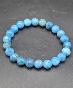 Blue Apatite Bracelet ~10mm Beads | Madagascar | Ca5(PO4)3(OH,F,Cl) | Polished Blue Apatite - Image 4