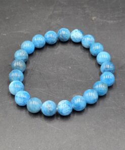 Blue Apatite Bracelet ~10mm Beads | Madagascar | Ca5(PO4)3(OH,F,Cl) | Polished Blue Apatite - Image 5