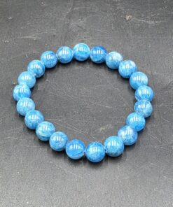 Blue Apatite Bracelet ~10mm Beads | Madagascar | Ca5(PO4)3(OH,F,Cl) | Polished Blue Apatite - Image 3