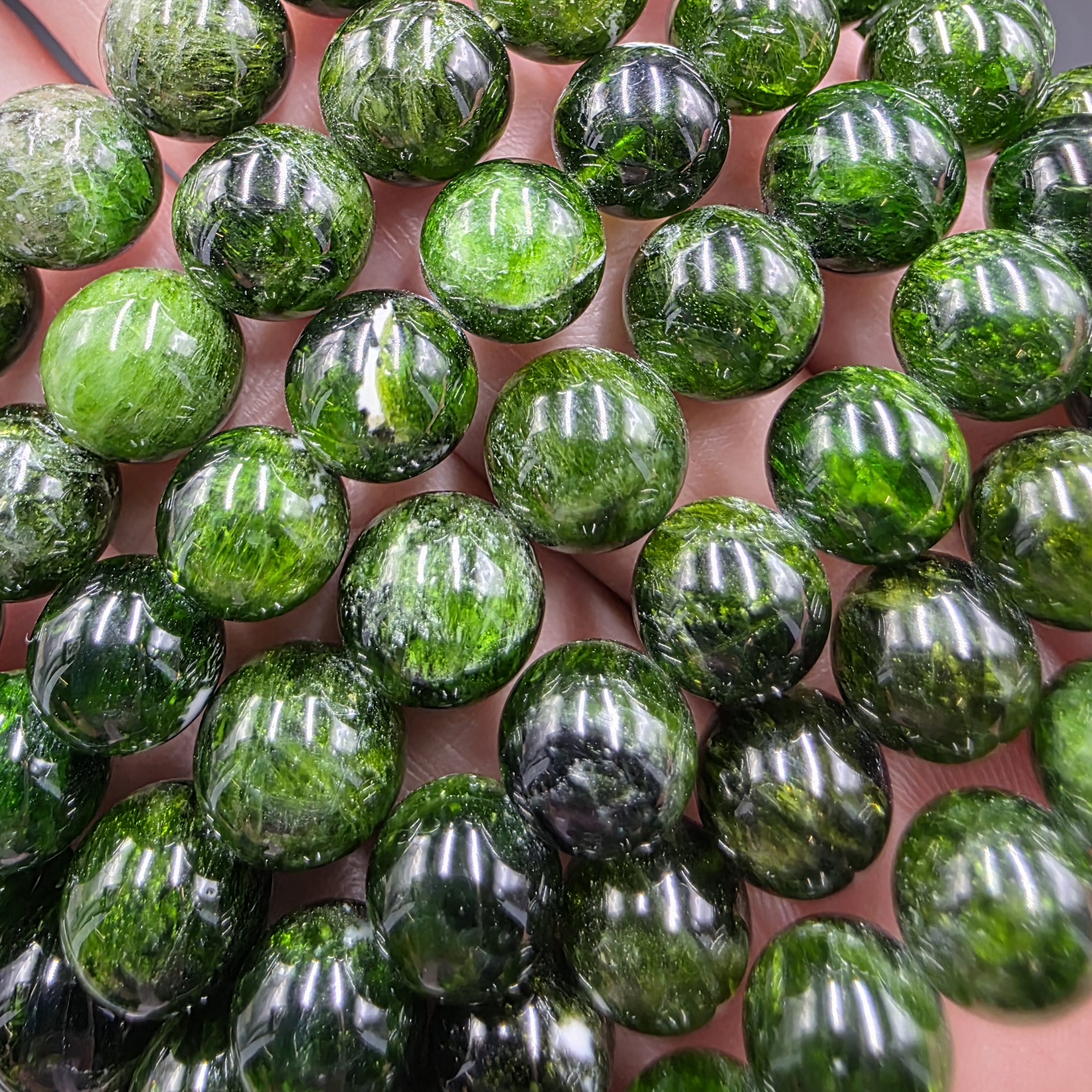 Chrome Diopside Bracelet ~9mm Beads | Russia | CaMgSi₂O₆ | Polished Diopside