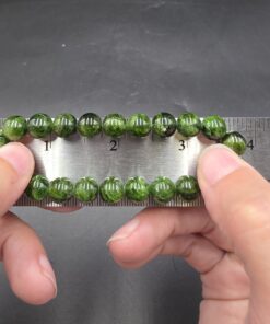 Alternative view of Chrome Diopside Bracelet ~9mm Beads | Russia | CaMgSi₂O₆ | Polished Diopside