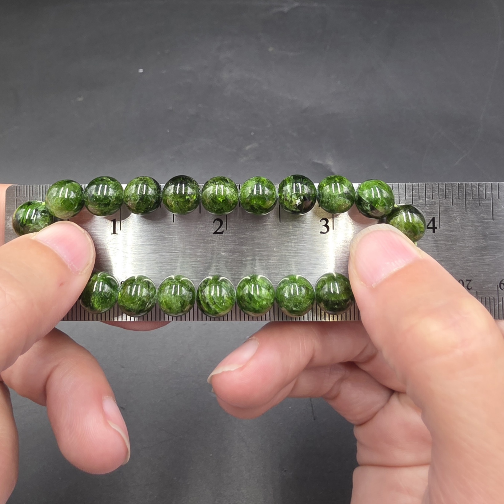 Chrome Diopside Bracelet ~9mm Beads | Russia | CaMgSi₂O₆ | Polished Diopside - Image 2