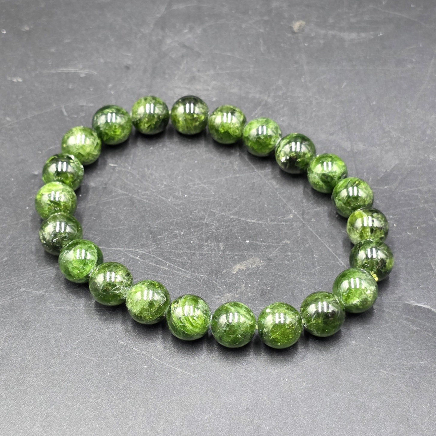 Chrome Diopside Bracelet ~9mm Beads | Russia | CaMgSi₂O₆ | Polished Diopside - Image 3