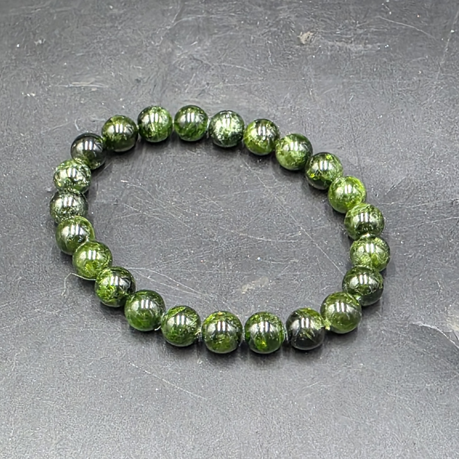 Chrome Diopside Bracelet ~9mm Beads | Russia | CaMgSi₂O₆ | Polished Diopside - Image 4