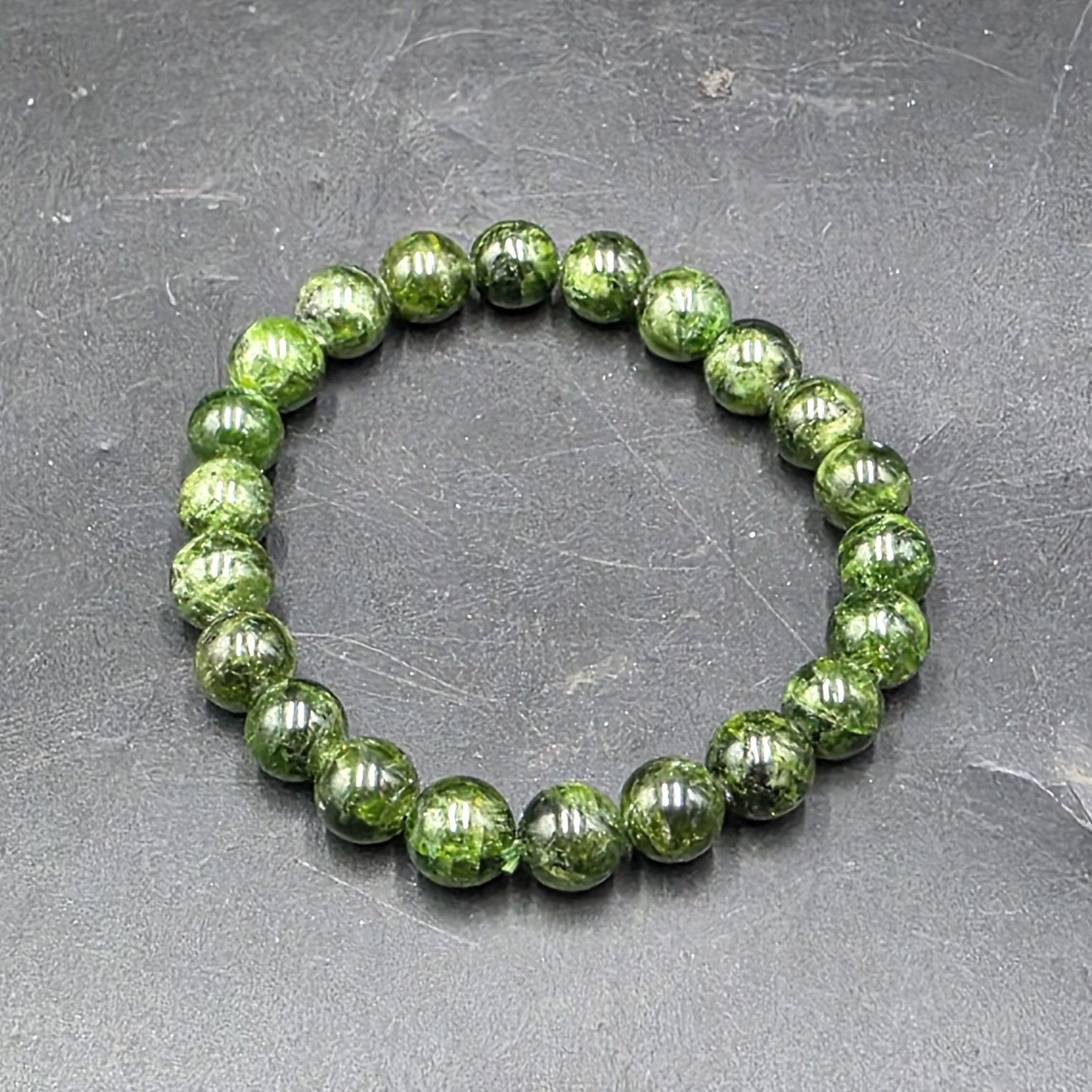Chrome Diopside Bracelet ~9mm Beads | Russia | CaMgSi₂O₆ | Polished Diopside - Image 5