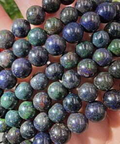 Rainbow Black Opal Bracelet ~8mm Beads | Australia | SiO2 · nH2O | Polished Rainbow Opal