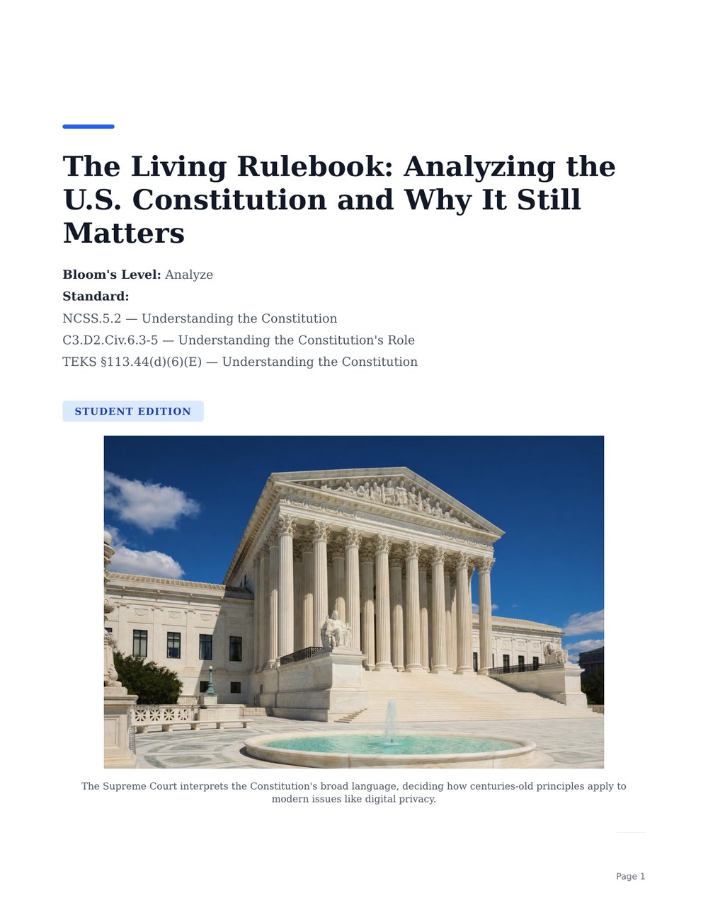 The Living Rulebook: Analyzing the U.S. Constitution and Why It Still Matters