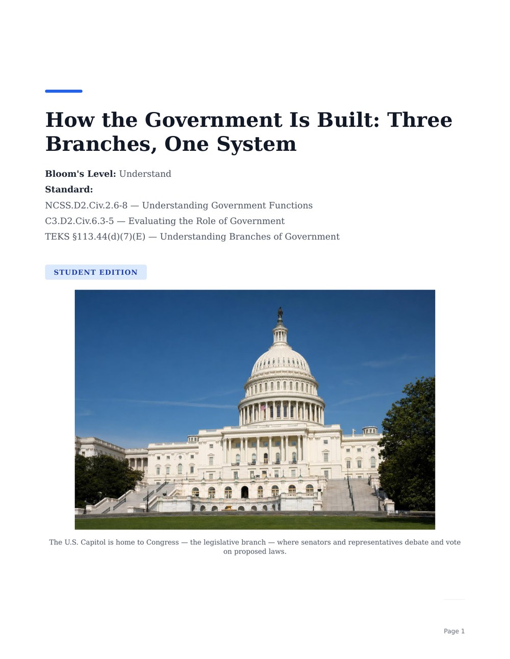 How the Government Is Built- Three Branches, One System