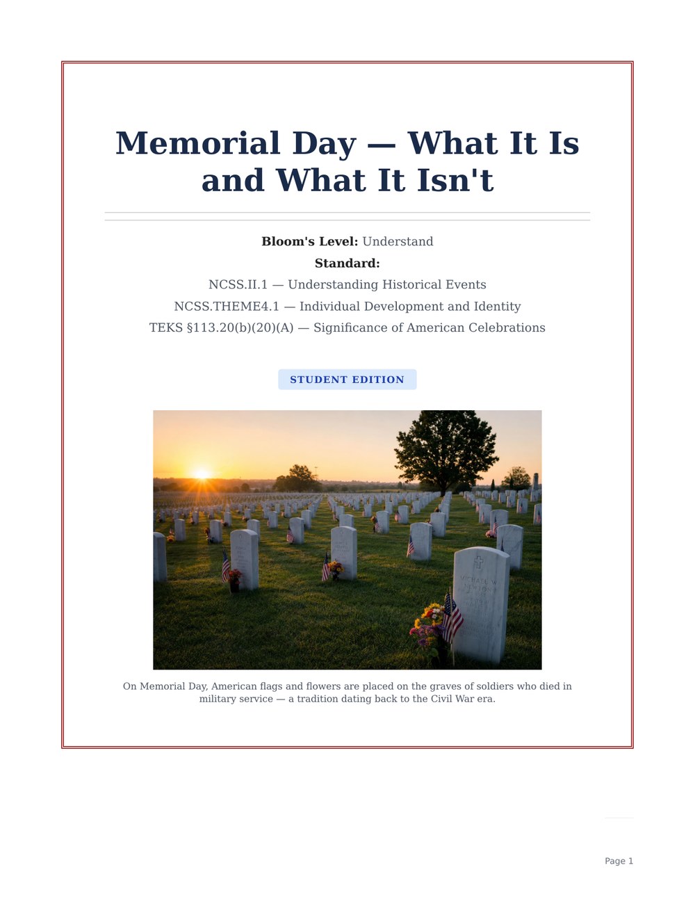 Memorial Day — What It Is and What It Isn't