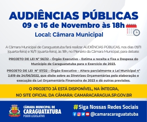 Orçamento para 2023 será discutido em audiências públicas na Câmara Municipal