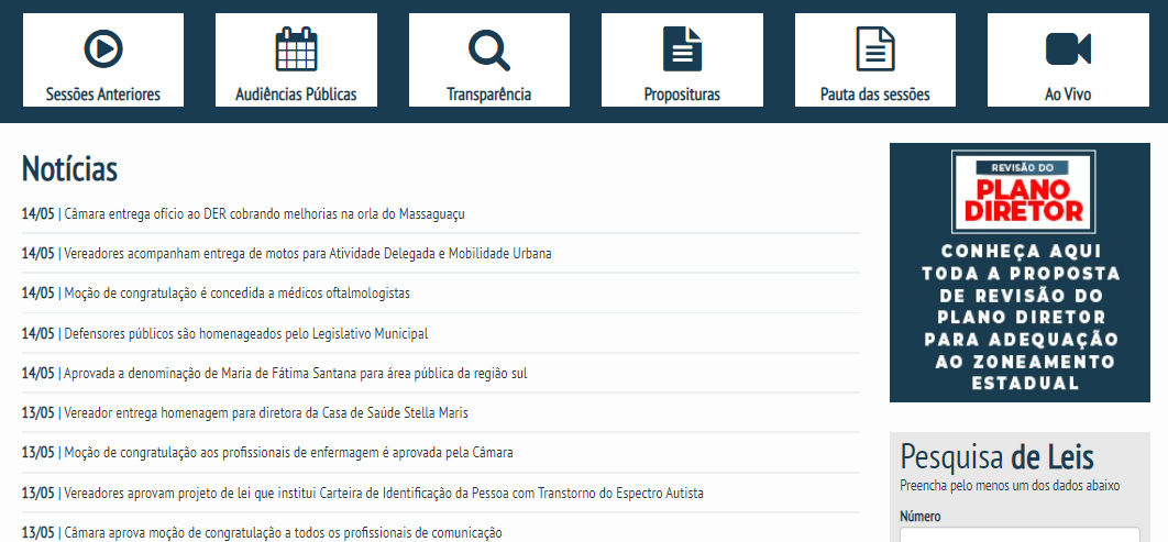 Plano Diretor bate recorde de acessos no site da Câmara Municipal