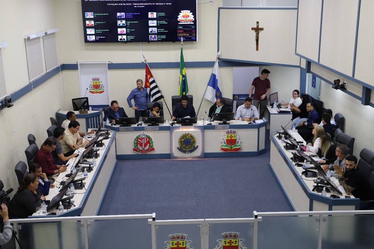 Câmara de Caraguatatuba discute veto do Executivo e quatros projetos na 27ª Sessão Ordinária